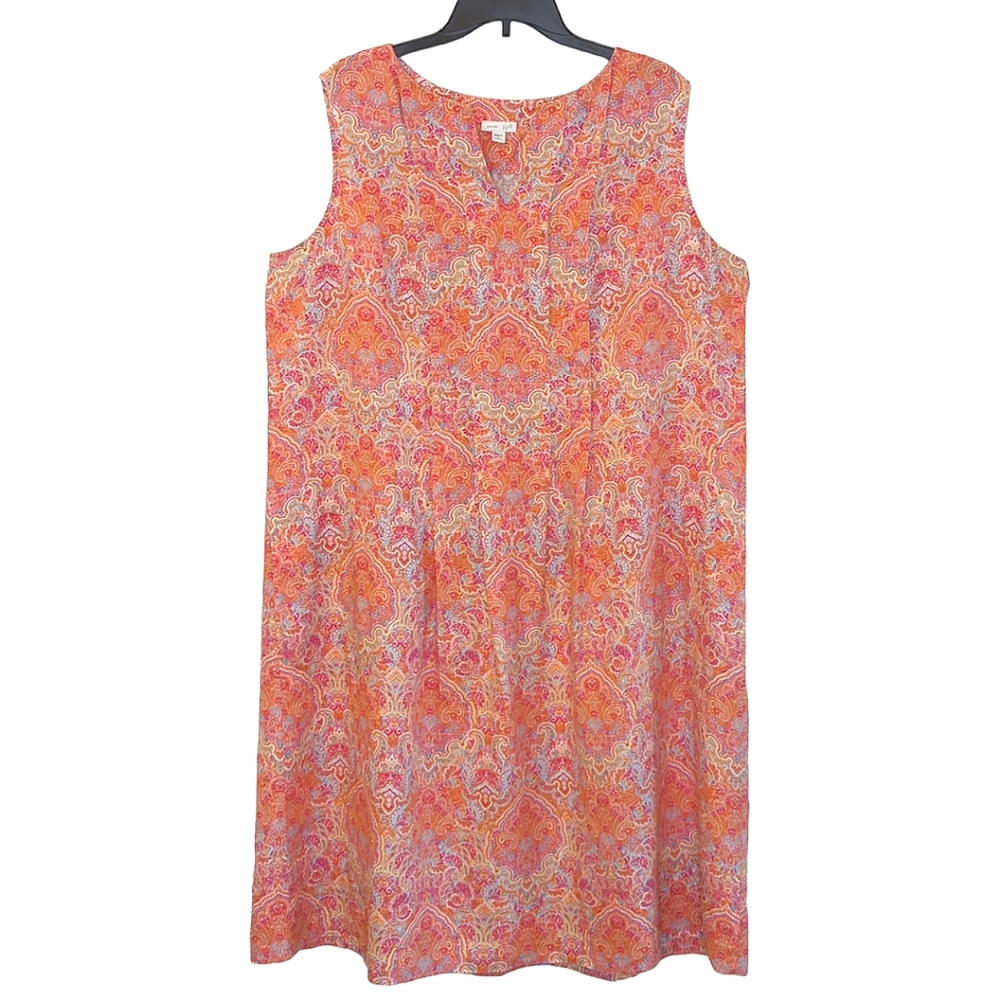 J. Jill Love Linen Colorful Paisley Print Sleeveless Shift Dress Plus Size 2XL